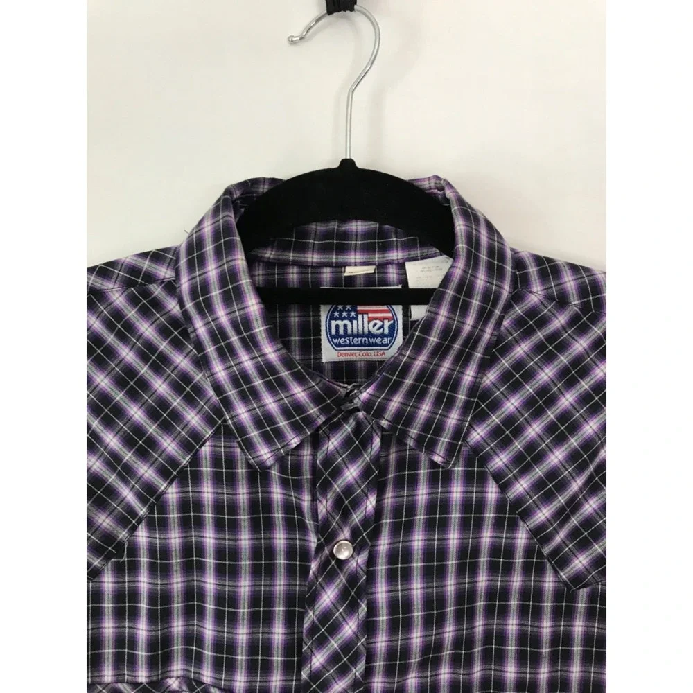 Vintage Miller Pearl Snap Purple Western Wear Long Sleeve Shirt 15-33 Med Unisex